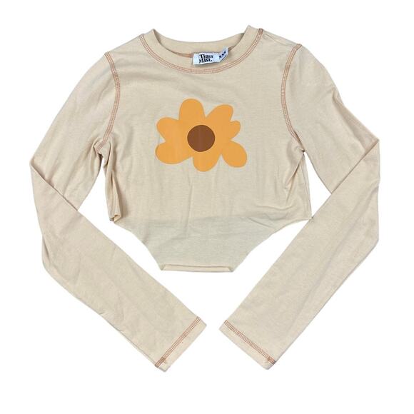 Tiger Mist - Long Sleeve Daisy Tee in Tan & Orange - Picture 1 of 3